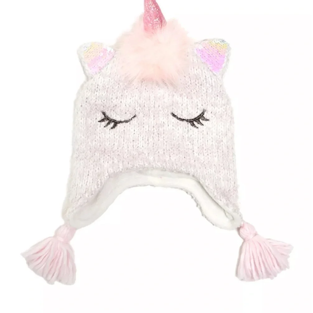 Love Design Toddler Girls Chenille Unicorn Heidi 2Piece Hat/Mitten, girl’s hat